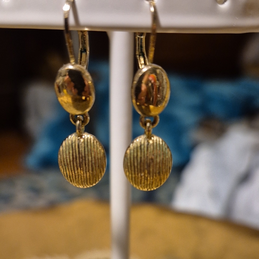 Monet Gold Textured Dangle Earrings